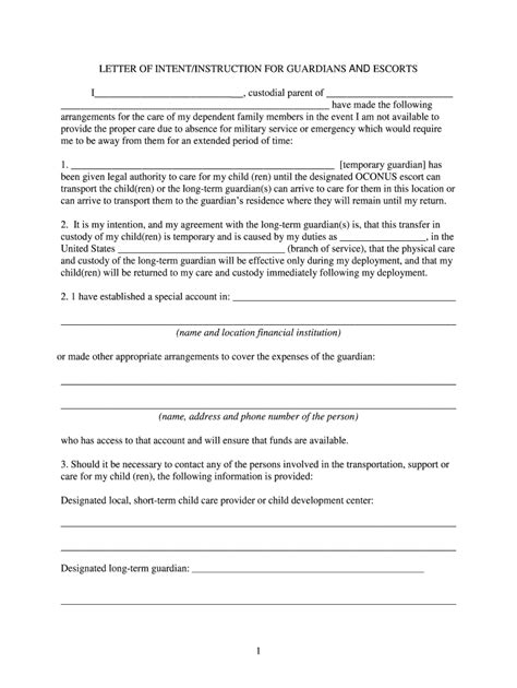 letter of instruction template family care plan